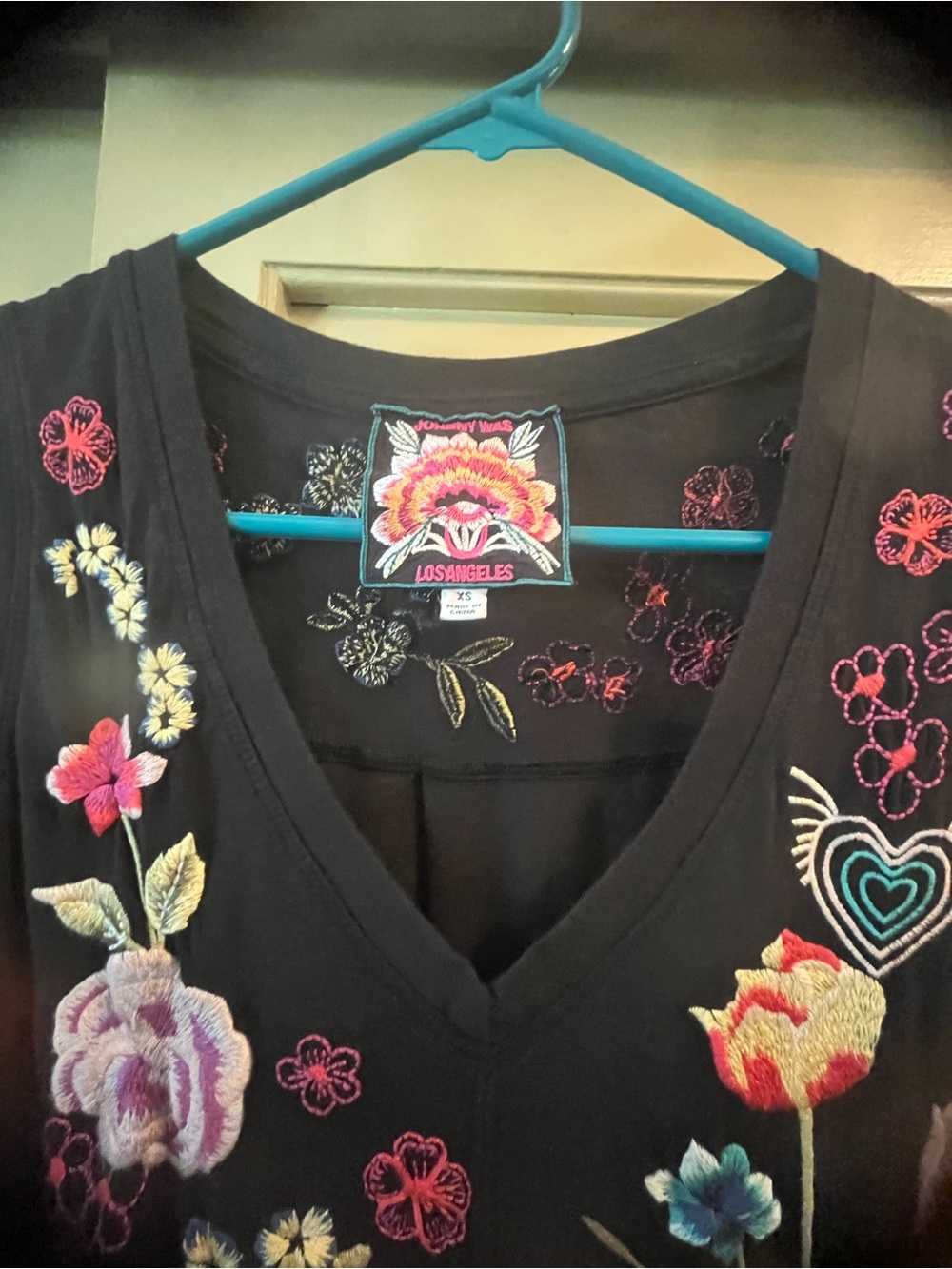 Johnny Was Sleeveless Black Maxi Dress with Multicolor Floral Embroidery - Picture 2 of 5